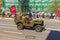 Soviet military all-wheel drive GAZ-67 with a simplified open body, in which instead of the door there were cutouts. Victory para