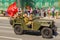 Soviet military all-wheel drive GAZ-67 with a simplified open body, in which instead of the door there were cutouts. Victory parad