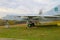 Soviet military plane  in park. Yuzhnoukrainsk, Ukraine