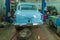 Soviet oldtimer `Moskvich-403` in a car service