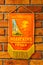 Soviet pennant Collective of Communist labor against a brick w