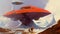 soviet sci-fi futuristic spacecraft art, neural network generated image