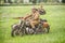 Soviet soldiers riding sidecars