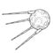 Soviet Sputnik. The first spacecraft to orbit earth. Spherical probe. Historical Russian scientific invention