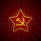 Soviet Union Red Star with hammer and sickle. Symbol of the USSR army. Background template for february 23. Vector.