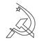 Soviet USSR hammer and sickle political symbol. Symbol of Soviet Russia. Crossed hammer and sickle. Continuous line drawing.