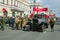 Soviet ZiS-5 truck takes part in the retro transport parade in honor of Victory Day on Nevsky Prospekt