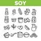 Soy Products, Food Linear Vector Icons Set