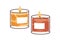 Soy wax candles in glass jars. Modern aromatic interior decoration. Cosy decorative burning candlelights. Romantic home