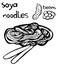 Soya noodles. Soybeans in the pod. Healthy food made from natural products.