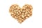 Soya protein chunks in a heart shape