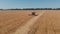 Soybean harvesting by combine harvester aerial view