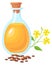 Soybean oil. Cartoon glass bottle. Soya food