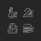 Soybeans cooking chalk white icons set on dark background