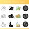 Soybeans cooking icons set