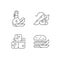 Soybeans cooking linear icons set