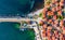 Sozopol, Bulgaria - Aerial harbor view of downtown