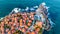 Sozopol, Bulgaria - Aerial of medival city and Black Sea