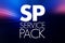 SP - Service Pack acronym, technology concept background