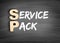 SP - Service Pack acronym, technology concept on blackboard