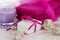 Spa accessories, towels, soap and candles