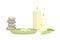 Spa and Aromatherapy with Burning Candle and Stone Vector Composition