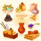 Spa and aromatherapy illustration icon set in a cartoon style