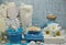 SPA - Aromatic sea salt and scented soap, scented candles and massage oil and accessories for massage and bath