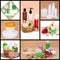 Spa and body care cosmetics and accessories collage