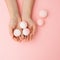 Spa concept. Bath bombs with woman hands