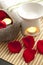 Spa Concept: Rose petals, aroma candles