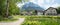 Spa garden Grainau, with view to Zugspitze and Waxenstein mountains bavaria
