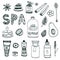 Spa hand dawn collection. Beauty icon set. Vector original illustration.