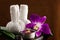 Spa herbal compressing ball with candles and orchid