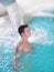 Spa hydrotherapy man waterfall jet turquoise