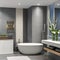 A spa-like bathroom with a freestanding bathtub, a rain shower, and a soothing color palette of neutrals and soft blues1, Genera