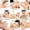 Spa and massage collage with young women