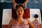 Spa Massage. Hands Massaging Woman Head At Thai Beauty Salon