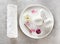 Spa orchid massage Aromatherapy body care. Herbal massage balls, towel and incense sticks, top view