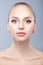 Spa portrait of attractive woman with arrows on face Face lifting concept. Plastic surgery treatment, medicine