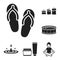 Spa salon and equipment black icons in set collection for design. Relaxation and rest vector symbol stock web