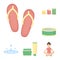 Spa salon and equipment cartoon icons in set collection for design. Relaxation and rest vector symbol stock web