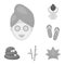 Spa salon and equipment monochrome icons in set collection for design. Relaxation and rest vector symbol stock web