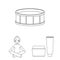 Spa salon and equipment outline icons in set collection for design. Relaxation and rest vector symbol stock web