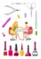 Spa Salon Manicure Manicurist and Tools Set Vector