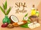 Spa salon massage oil, sauna soap and bath salt