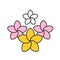 Spa salon plumeria flowers color icon