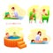 Spa salon vector illustrations set isolated on white background