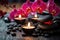 Spa Still Life with Orchids, Stones, and Candles