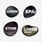 SPA stones 3D realistic icons on transparent background for logo design. Zen relaxation and massage black stone pebbles